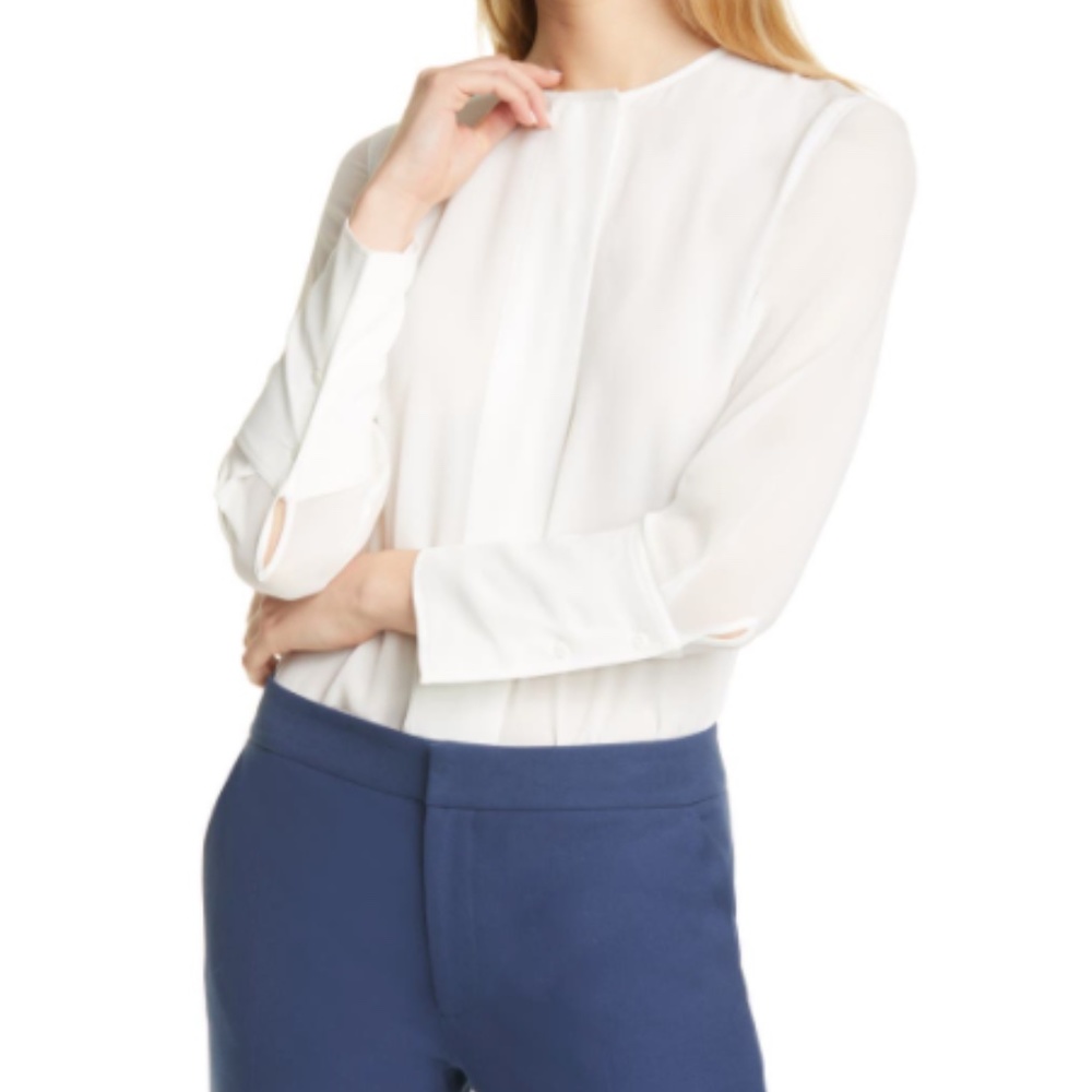 NWOT Club Monaco Wide Placket Silk Shirt Size S